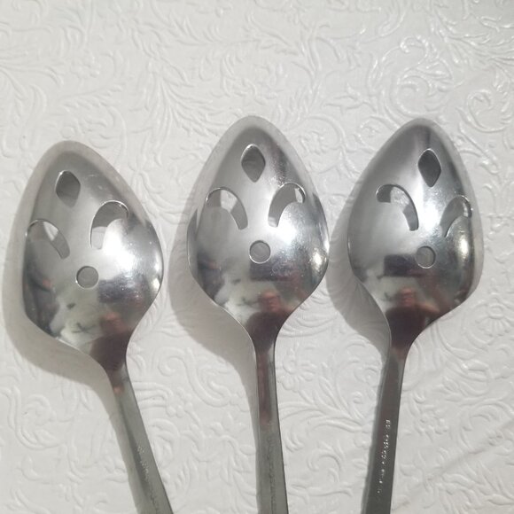 Rogers Oneida 1881 Danish Court Stainless 8" Slotted Serving Spoons Set of 3 - Picture 6 of 9